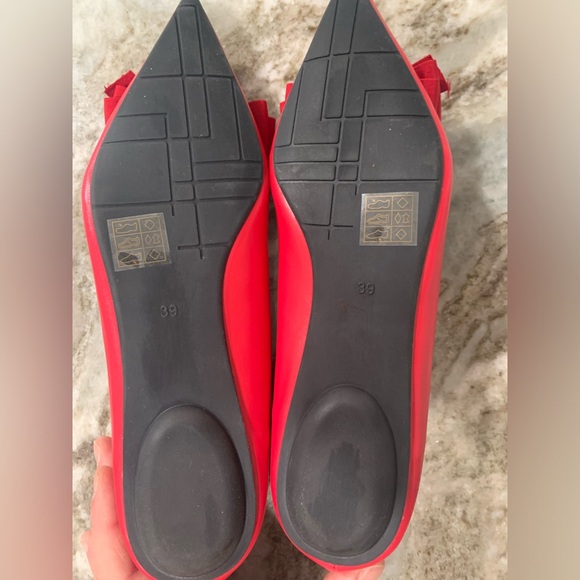 C.Paravano Red Pointy Bow Flats (Aida) Size 39 US 8.5 - Picture 6 of 6